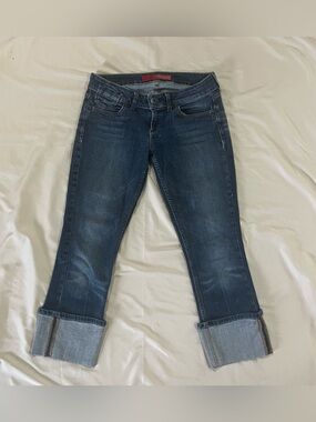 Vintage Guess Jeans Low Rise Capri Crop Cuffed Y2K Dark Wash Denim Size 29